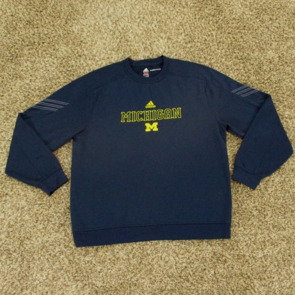 Michigan Wolverines Sweater Men's XL Blue‎ Yellow Crewneck Pullover NCAA Fleece